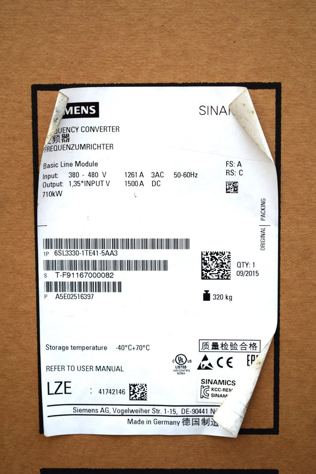 SIEMENS 6SL3330-1TE41-5AA3